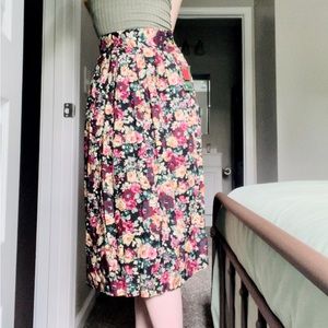 Vintage 80s floral midi skirt
